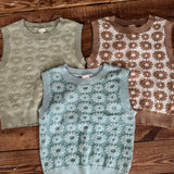 Lt Blue Floral Jacquard Tank IN STORE