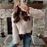 Dusty Lavender Pointelle Knit Sweater
