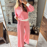 Red & Ivory Striped Casual Lounge Pants