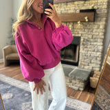 Fuchsia Montauk Snap Button Pullover