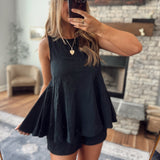 Black Avaline Gauze Top and Shorts Set