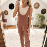Lucky Break Woodrose Denim Open Back Overalls