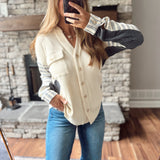 North Layer Striped Contrast Thermal Shacket