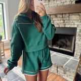 Alessia Hunter Green Gingham Piping Detail Shorts