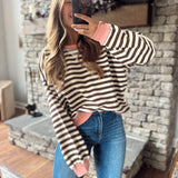 Brown & Pink Retro Striped Sweatshirt