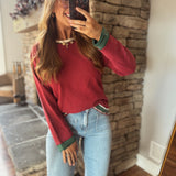 Burgundy Pep Thread Pullover