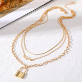 Gold Layered Lock Chain Necklace IN STORE