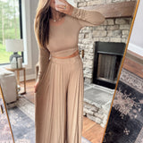 Taupe Go With The Flow Long Sleeve Top and Pant Set