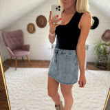 Denim Western Stitch Mini Skirt