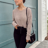 Candace Blush Shimmer Crop Sweater