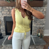 Andie Lemon Ruched Drawstring V-Neck Tank