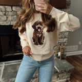 Puppy Love Cream Long Sleeve Puppy Graphic Sweater
