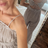 Brown Gingham & Gossip Jumpsuit