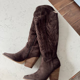Coffee Bronco Knee High Cowboy Boot