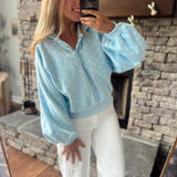 Sky Polka Dot Malyd Snap Button Pullover