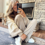 Ivy Ivory/Brown Color Block Sweater Cardigan