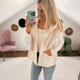 Ecru Boreal Sherpa Hooded Vest IN STORE