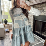 Coastal Cowgirl Denim Tiered Overall Mini