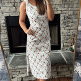 Floral Charm Ivory Multi Denim Tie Strap Maxi