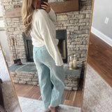 Light Denim Wash Wide Leg Pants