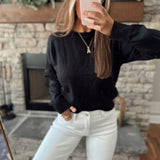 Black Staple Round Neck Sweater