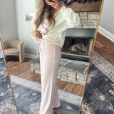 Soft Pink Ebby Ribbed Wide Leg Sweatpants