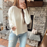 Cream Front Seam Light-Weight Sweater