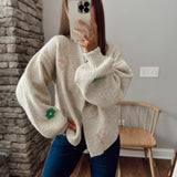 Flowers Forever Khaki Embroidered Cardi