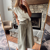 Norah Olive Front Pleated Wide Leg Pants