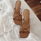 Bare It All Nude Square Toe Strappy Heel