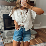 Vervet Enchanted HR Distressed Hem A-Line Shorts