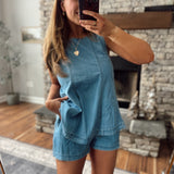 Easy Does It Denim Tank and Shorts Set