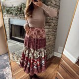 Frolicking In The Flowers Maxi Skirt Plum