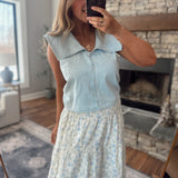 Light Denim Sailor Collar Denim Top