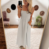 Ray Ecru/Black Striped Self Tie Strap Maxi IN STORE