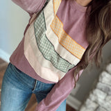 Parker Plum Mixed Colored Patches Pullover