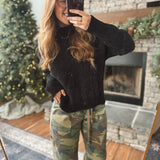 Warm Me Up Black Soft Knit Mock Neck Sweater