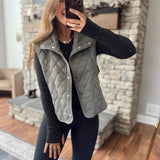 Quinn Forest Grey Quilted Vest IN STORE
