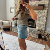 Mica Midday Blue Midi Denim Shorts