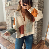Stitched Together V Neck Cardigan