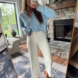 Risen Ivory Tummy Control HR Crop Wide Pants