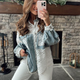 Delaney Denim/Lace Button Down Shacket