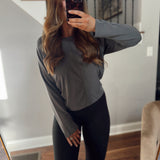 Flowy Movement Dark Grey Scuba Twist Back Long Sleeve