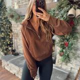 Brown Scuba Half Zip Pullover