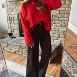 Red Oversized Delight Sweater