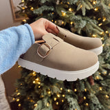 Dark Taupe Platform Nubuck Clogs