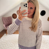 Purple Accent Striped Sweater