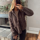Espresso Frostline Button Sherpa Jacket