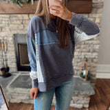 Patches of Floral Navy Crew Long Sleeve