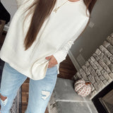 Cream Front Seam Light-Weight Sweater